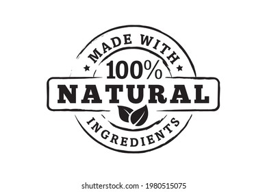 Made with 100% Natural Ingredients. typography, logo icon symbols illustration