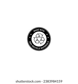 Made with 100% recyclable materials logo, circular label vector graphics