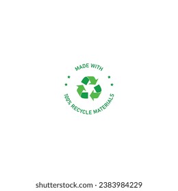 Made with 100% recyclable materials logo, circular label vector graphics