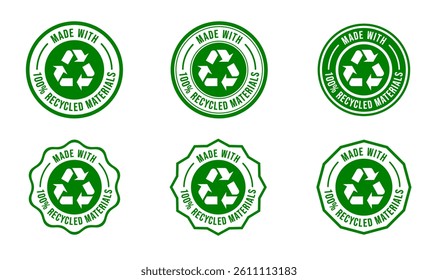 made with 100 % recycled materials stamp badge set 