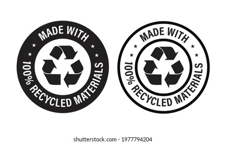 'made with 100% recycled materials' vector icon svg