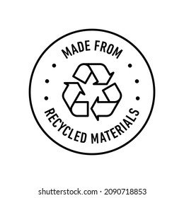 Made With 100% Recycled Materials Vector Icon Logo Badge