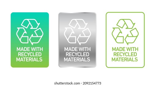 Made With 100% Recycled Materials Vector Icon Logo Badge