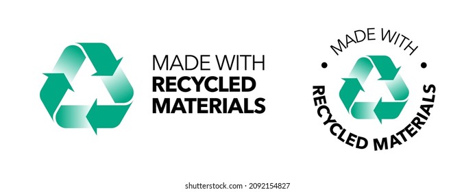 Made With 100% Recycled Materials Vector Icon Logo Badge