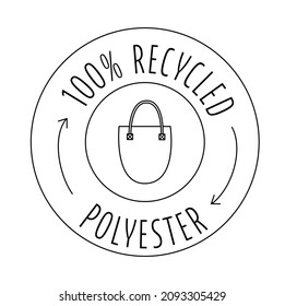 Made from 100 recycled polyester - concept for sustainable bag, eco friendly fabric, clothing packaging. Vector stock illustration isolated on white background for design label set. EPS10