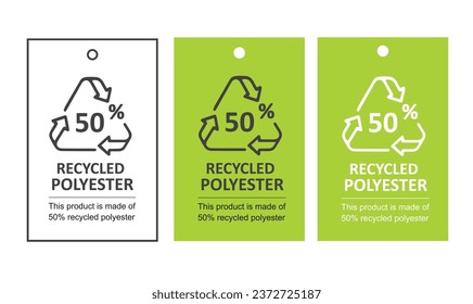 Made from 100 recycled polyester - logo, label, vector.