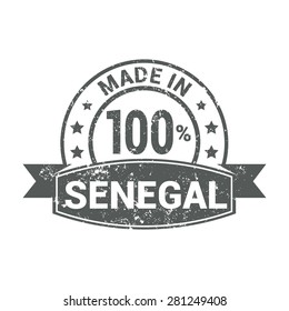 Made in 100% Senegal - Round gray grunge rubber stamp design isolated on white background. vector illustration vintage texture. Vector illustration