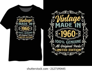 Hecho en 1960, piezas originales y de edición limitada al 100% genuinas para camisetas, afiches, pegatinas y tazas. Diseño tipográfico vintage de 1960.