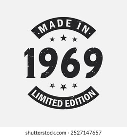 Made in 1969 Limited Edition. Vintage 1969 birthday T-shirt