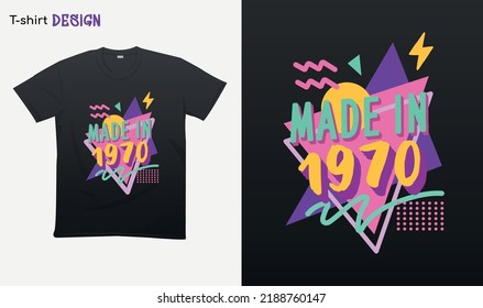 "Made in 1970" Retro Vintage 70s - Vintage Retro . Vintage Retro Geburtstag. Retro Vintage Farbe Shirt T-Shirt mock up Vektor. EPS10-Vektor