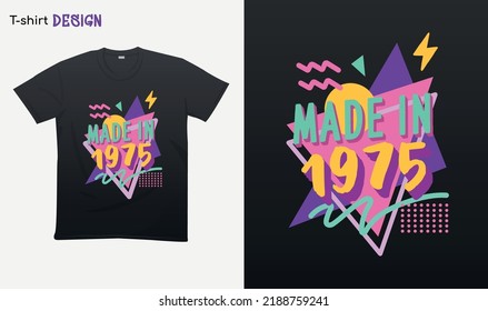 "Made in 1975" Retro vintage 70s - Vintage retro . Vintage retro birthday. Retro vintage color shirt T-shirt mock up vector. Eps 10 vector