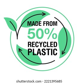 Made from 50 percent recycled plastic - badge for Eco-friendly compostable sustainable material production