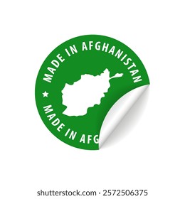 Made in Afghanistan - Country Map Sticker. Best Quality. Original Product. Vector illustration.