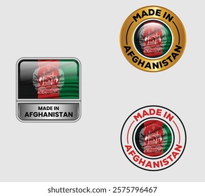 Made in Afghanistan icon set isolated on Gray background. Afghanistan  product label