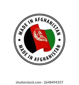 Made in Afghanistan stamp, sticker. Vector illustration.