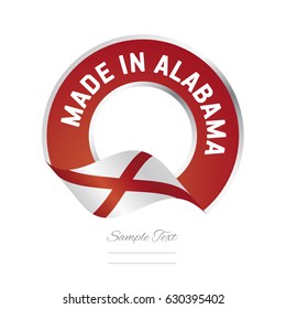 Made in Alabama flag red color label logo icon