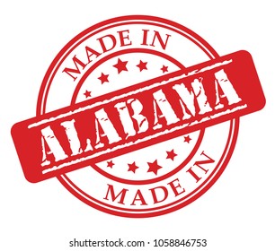 Made in Alabama red rubber stamp illustration vector on white background