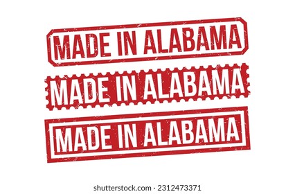 Made in Alabama Red Rubber Stamp set vector design.