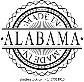 Made In Alabama Stamp. Logo Icon Symbol Design. Security Seal Style.