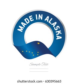 Made In Alaska Flag Blue Color Label Logo Icon