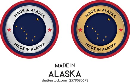 Made in Alaska. Premium labels, stickers, pointer, badge and symbol of Alaska flag icon. Collection vector illustration