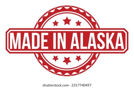 Fabricado en Alaska Diseño vectorial de Estampado de Goma Rojo.
