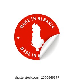 Made in Albania - Country Map Sticker. Best Quality. Original Product. Vector illustration.