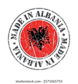 Made in Albania stamp scratched flag badge logo vector illustration