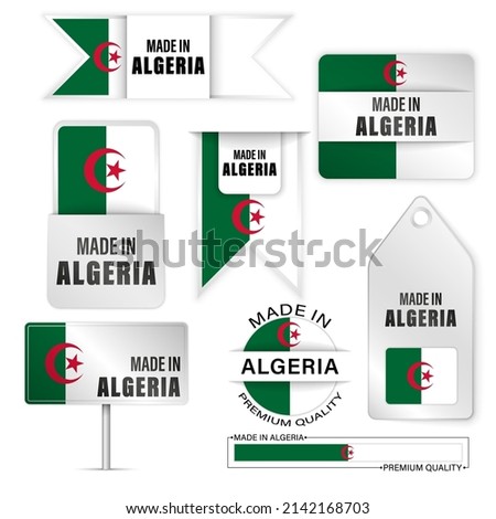 Made in Algeria graphics and labels set. Some elements of impact for the use you want to make of it.