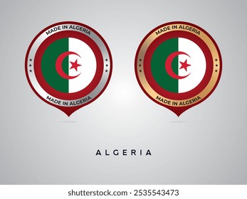 Made in Algeria. labels, stickers, pointer, badge and symbol of Algeria flag icon. Collection vector illustration