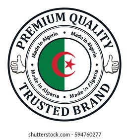 Made in Algeria , Premium quality -  grunge printable stamp, label and sign with national flag colors. Print colors used