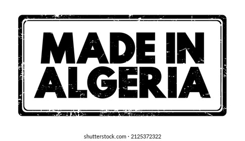 Hecho en Argelia sello de emblema de texto, fondo de concepto