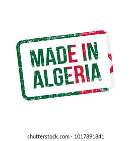 Made in Algeria. Vector Flag Illustration design stamp label
