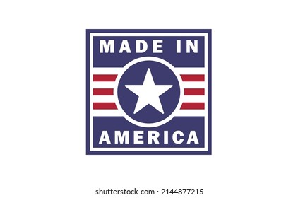 Made in America badge. United States patriotic symbol. American label. USA emblem.