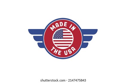 Made In America Badge. United States Patriotic Symbol. American Label. USA Emblem.