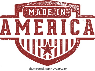 Made in America Crest Rubber Stamp