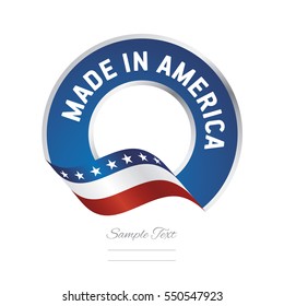 Made in America flag blue color label button banner
