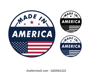 Made in America with and america flag for label, stickers, badge