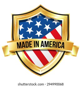 Made in America Golden Shield with Gold Ribbon