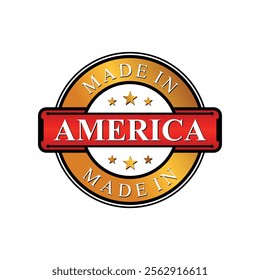 Made in America label icon emblem isolated on white background. Vector quality logo emblem design element. Vector illustration