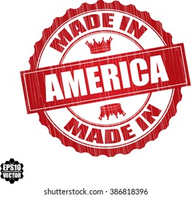 Made in America Red Grunge Stamp Isolated On White Background.Vector illustration