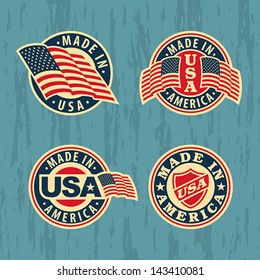 Made in America - set of badges and labels. EPS 8, CMYK