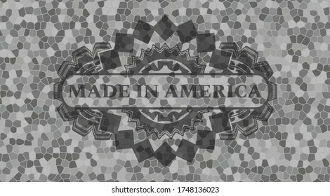 Made in America text inside stone wall realistic emblem. Rock chic background. Intense illustration. 