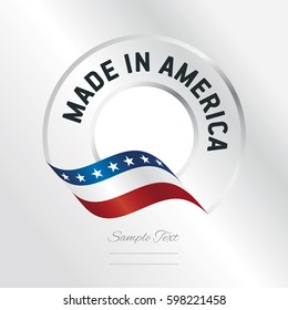 Made in America transparent logo icon silver background