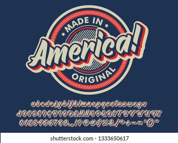 made in america vintage badge, circle emblem for tee design