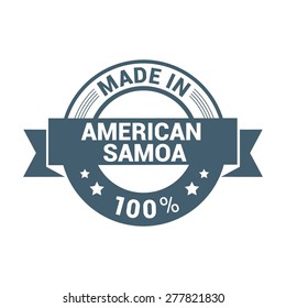 made in American Samoa. Round blue rubber stamp design isolated on white background. vector illustration vintage texture.