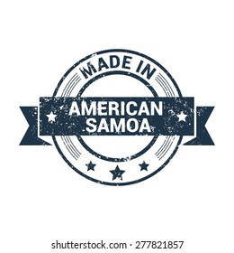 made in American Samoa. Round blue grunge rubber stamp design isolated on white background. vector illustration vintage texture.