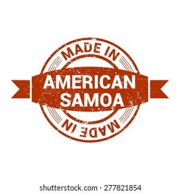 Made in American Samoa. Round red rubber stamp design isolated on white background. vector illustration vintage texture.