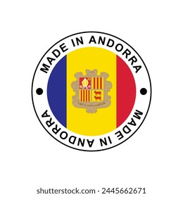 MADE IN ANDORRA circle stamp with flag on white background vector Template
