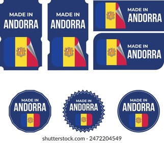 Made in Andorra. Andorra flag, Tag, Seal, Stamp, Flag, Icon vector
